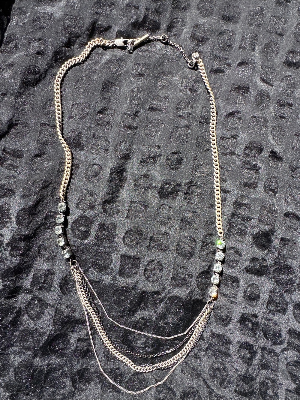 Kenneth Cole New York Silver-Tone Multi-Layer Necklace with Clear Crystal Beads